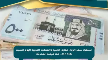 استقرار سعر الريال مقابل الجنيه والعملات العربية اليوم السبت 24-1-1447.. فما قيمته المحدثة؟